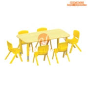 Bàn ghế gỗ hình chữ nhật chân nhựa PW-3322