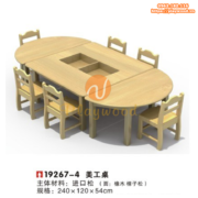 Bàn ghế gỗ hình elip 3 bàn mầm non PW-3324