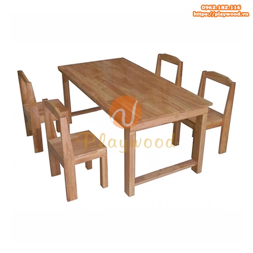 Mẫu bàn gỗ mầm non cho bé hình chữ nhật PW-3303