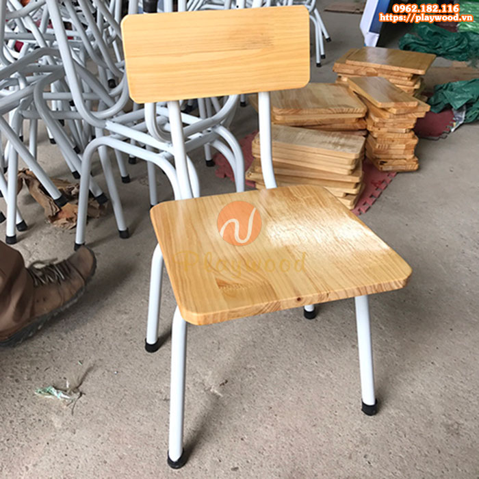 Mẫu ghế gỗ mầm non chân sắt PW-3307
