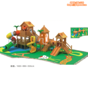 Mẫu liên hoàn cầu trượt gỗ ngoài trời 4 khối PW-1511