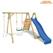 Xích đu gỗ cho bé 1 ghế kèm cầu trượt PW-2306