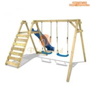 xich-du-go-tre-em-2-cho-kem-cau-truot-pw-2307 Xích đu gỗ trẻ em 2 chỗ kèm cầu trượt PW-2307