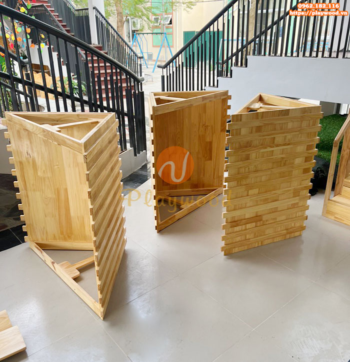 Sản xuất lắp đặt bộ cầu trượt liên hoàn 4 khối trong nhà cho trường mầm non tại Hà Nội