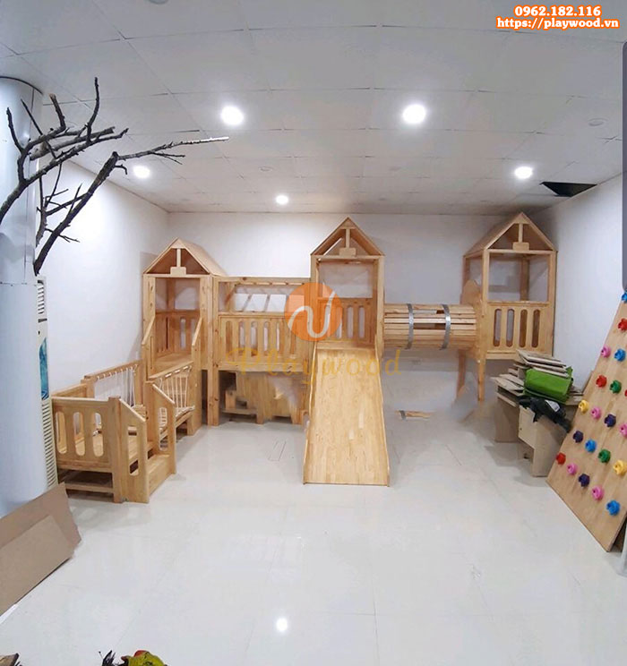 5 mẫu cầu trượt liên hoàn gỗ trong nhà đẹp phù hợp cho không gian lớn